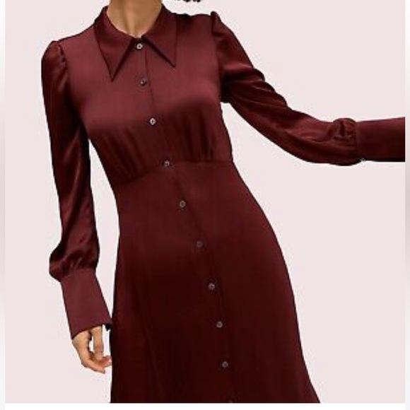 kate spade Dresses Kate Spade Satin Midi Shirtdress Poshmark